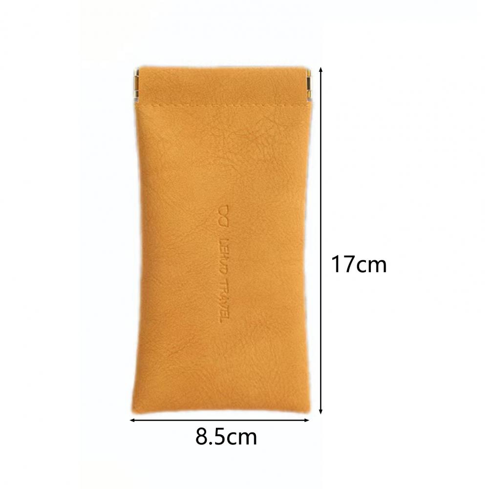 Automatic Closing Glasses Bag, Portable Solid Color Simple Sunglasses Leather Handbag, Unisex Glasses Case, Elastic Pocket