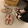 Thick Soled, Slipper, Summer, Outerwear, Toe Clip, Flat Strap, Adjustable, Square Buckle, Thick Soled Slipper, Flip Flops