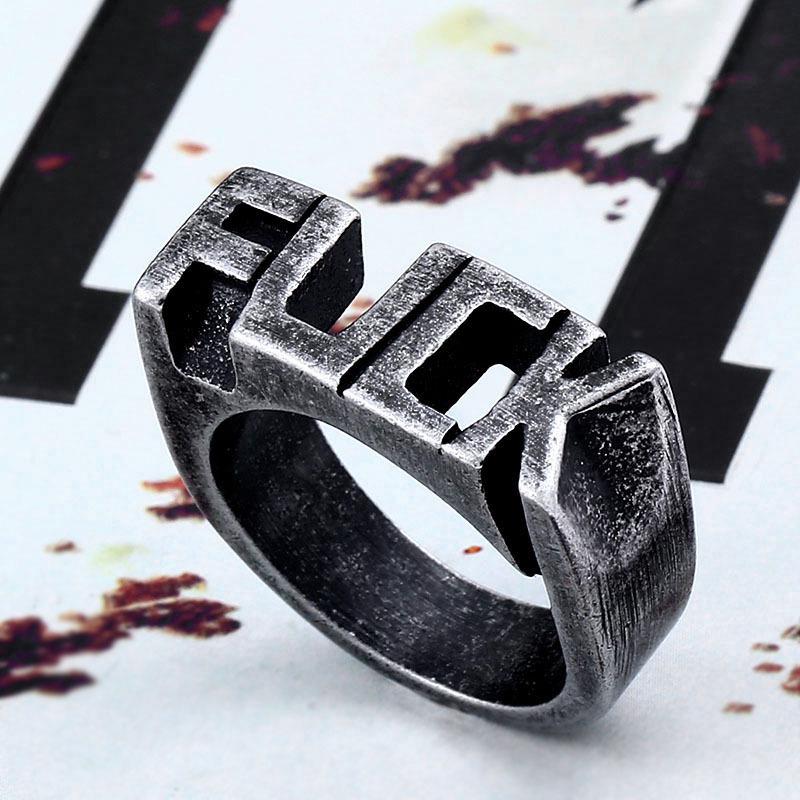 Beier Retro Titanium Steel Men's Letter Ring