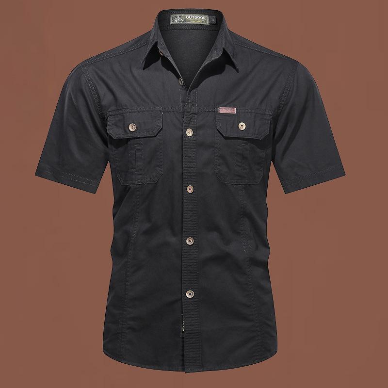 

Men s Short Sleeve Outdoor Tooling Shirt Loose Breathable Soft Tooling Shirt M чёрный