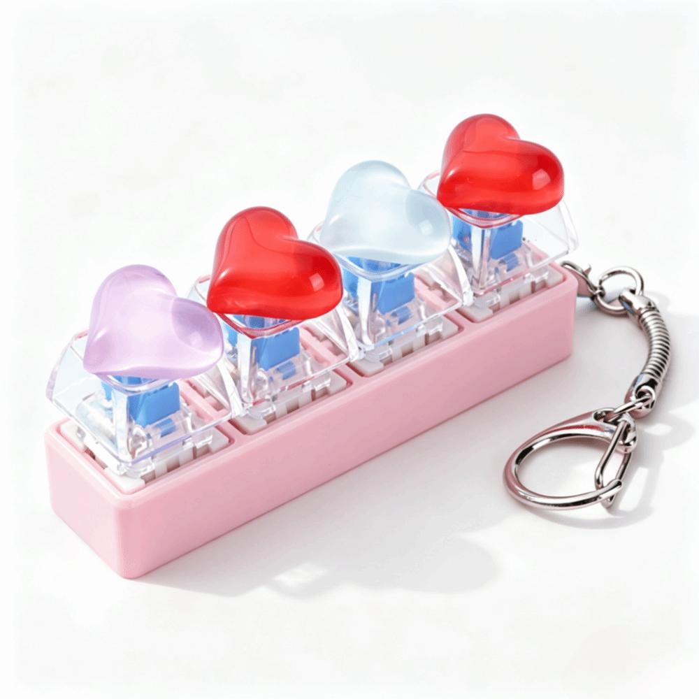 Heart Heart Keycap Fidget Keychain Crystal Clicker Button Keycap Keychain Adults