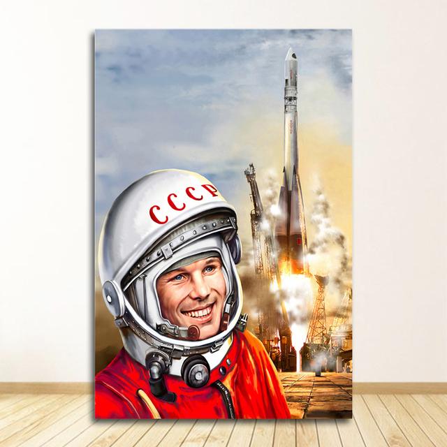Canvas Painting Decorative Home Decor Quadro Space Heroes Yuri Gagarin Posters And Prints Wall Pictures For Living Room Vintage