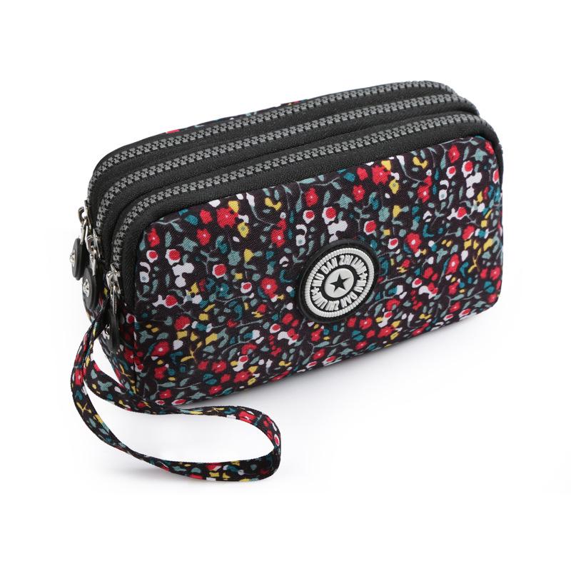Waschbare Denim Damen Mehrfachfach-Clutch: Münz-, Make-up- und Handyaufbewahrung.