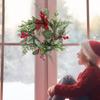 Artificial Pinecone Wreath Holiday Red Berry Garland Decorative Table Wreath Classic Christmas Wreath For Dining Table Candle