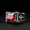 1pc Men's Cross Ring Personality Trendy Hip-hop Ring, Black Stone Open Ring Finger Ring