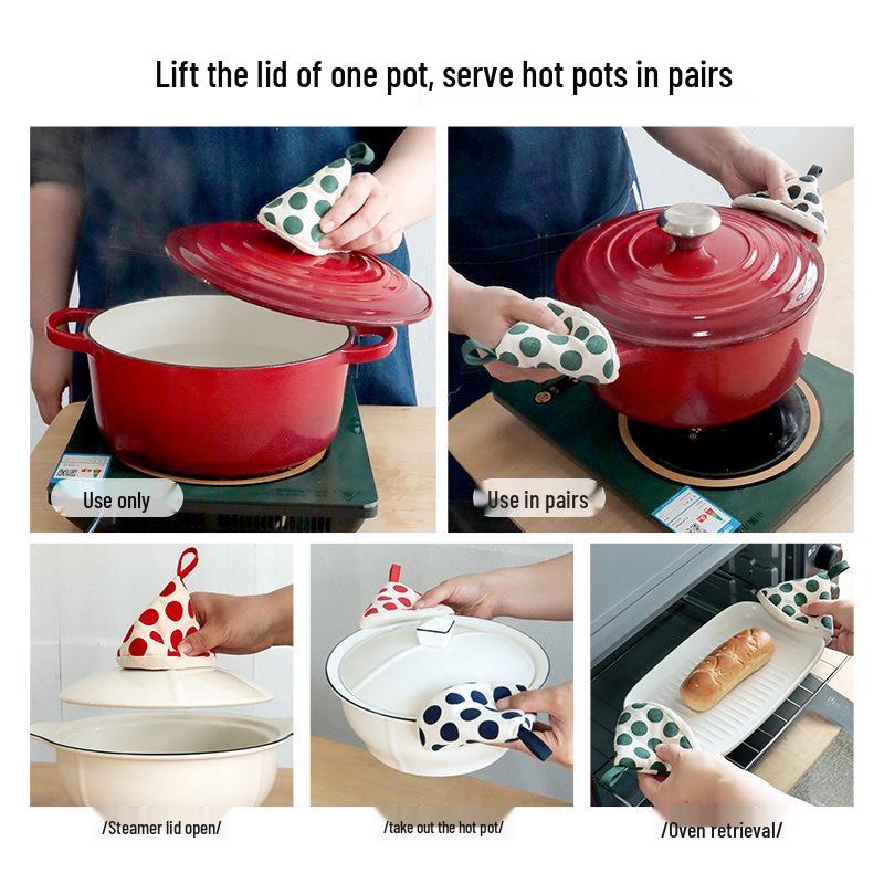 Japanese Anti-scalding Heat Insulation Gloves for Microwave, Baking, Pot Lids, Casseroles - Thickened Heat-Proof Handle Covers