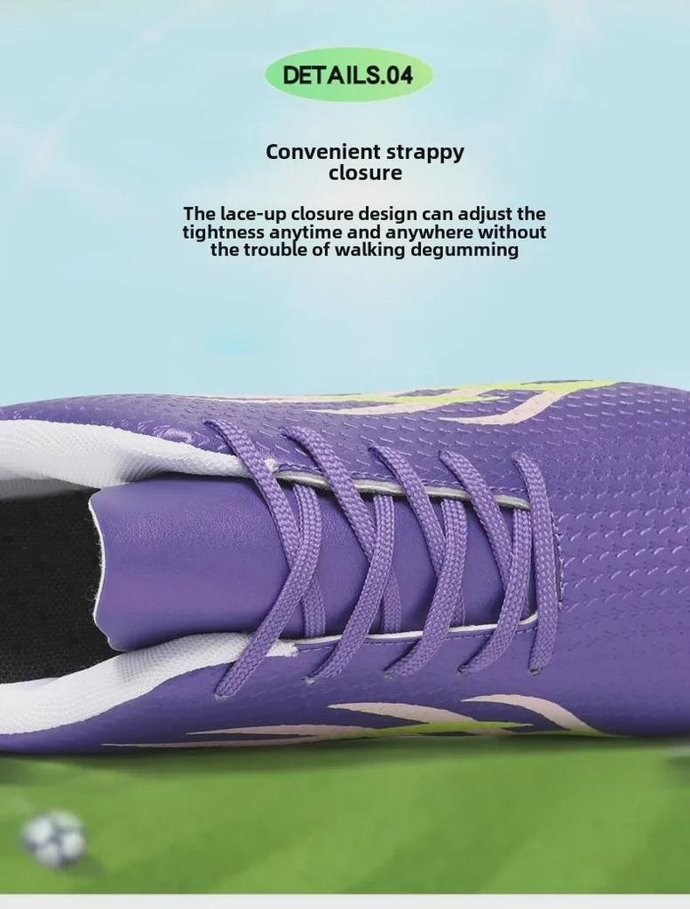 Low-Top Leather Football Training Shoes, Short Spike, Youth Large Size