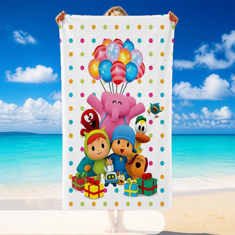 Quick Dry Beach Towel Pocoyó Cartoon Pattern, Lightweight Absorbent Towel for Pool Beach Vacation Use
