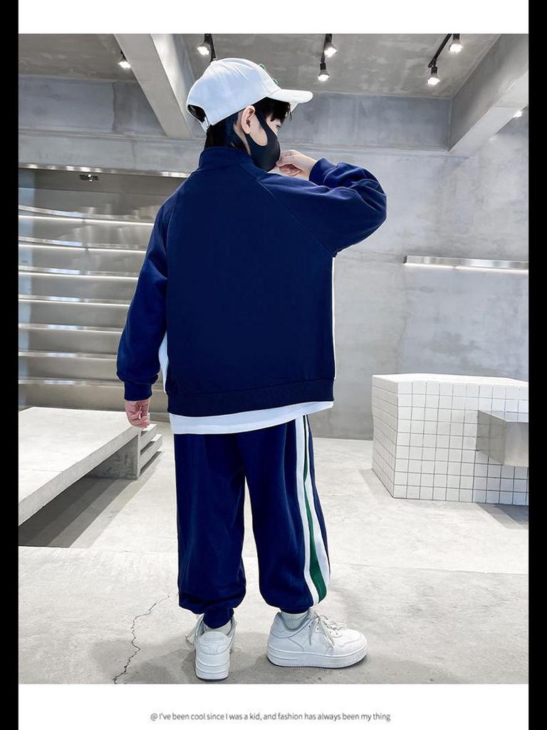 2023 Boys' Cartoon Sports Two-Piece Suit: Sweatshirt & Sweatpants for Spring/Autumn