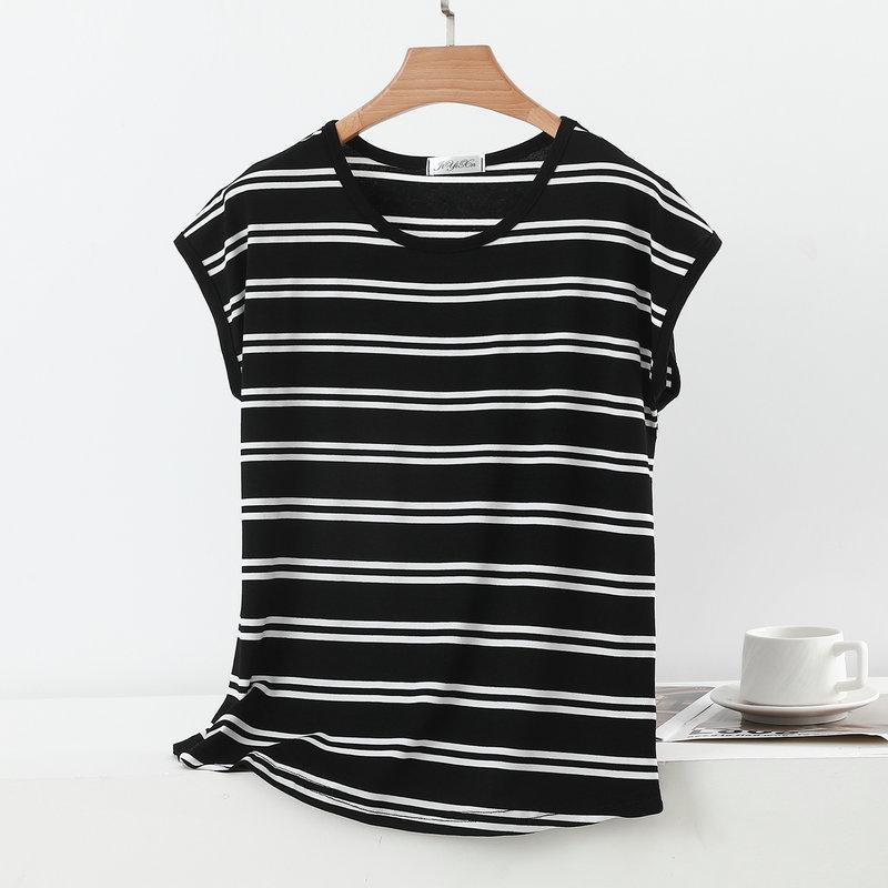 2026 Zomer Plus Size Vleermuis Mouw Gestreept Pullover T-shirt - Slankmakend Rond Hals Top