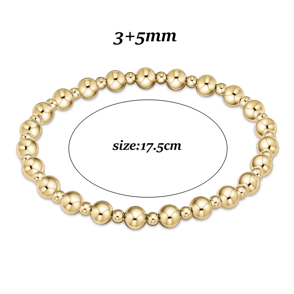 Vlen Bohemian Gold Ball Beaded Bracelet Set Handmade Fashion Chunky Statement Jewelry for Wedding Anniversary Gift
