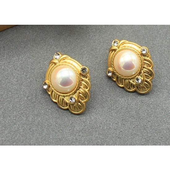 Medieval Jewelry Matte Real Gold Electroplating Brooch Earrings Set Qingdao Design Light Luxury High-End Earrings