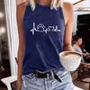 Heartbeat Printed Women's Round-neck Vest for Spring and Summer Casual Sleeveless Vest