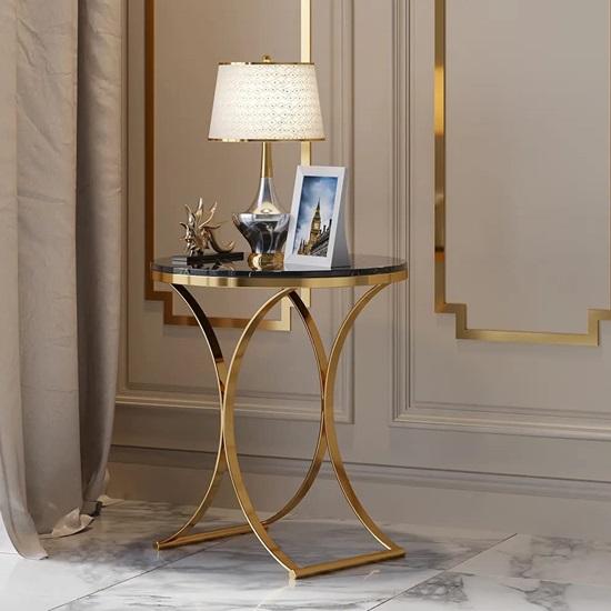 52 Cm Wood, Iron Farmhouse Accent Coffee Table Simple Modern Bedside Round Table Engineer Wood Top Metal Table for Living Room
