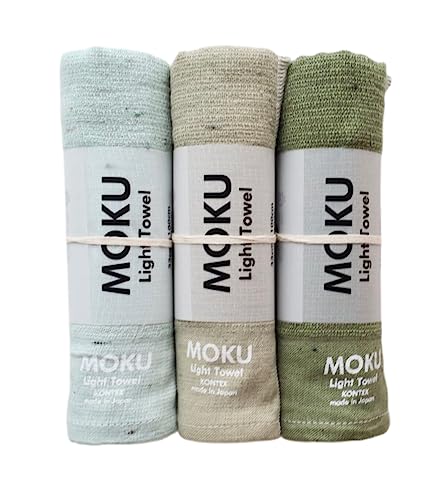 Contex MOKU  59512-90  Face Towels, Medium, Set of 3 (Mint, Khaki, Green)