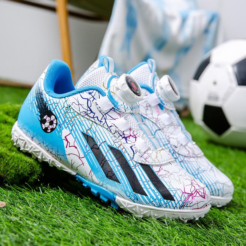 Children's Football Shoes Rotating Button Boys Professional Training Practical Shoes Girls Breathable Non-slip Football Shoes