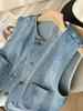 2025 Korean Style Women's Lightweight Summer Denim Vest - Short, Commuter-Friendly & Body-Concealing Outerwear