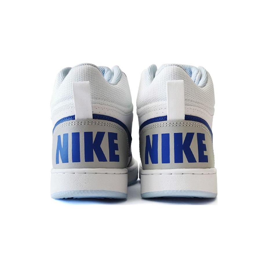 Nike Court Borough Leather Comfortable Versatile Non-Slip Shock Absorbing Durable Mid-Top Kids Sneakers Kids Sneakers White Blue FB7177-141