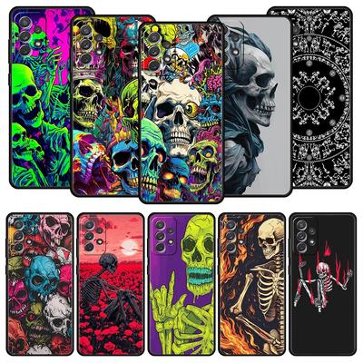 Skelett Totenkopf Handyhülle für Samsung Galaxy A55 A35 A17 A07 A15 A13 A25 A51 A71 A72 A73 A32 A52 A52S A41 5G Weiche TPU Hülle Taschen