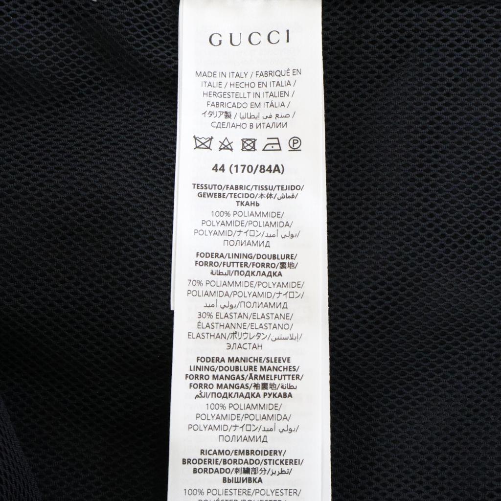 GUCCI Domestic genuine 25 Stainless Steel 804964 ZAQ7F Patch logo nylon twill Jacket 44 Black x orangeUsed