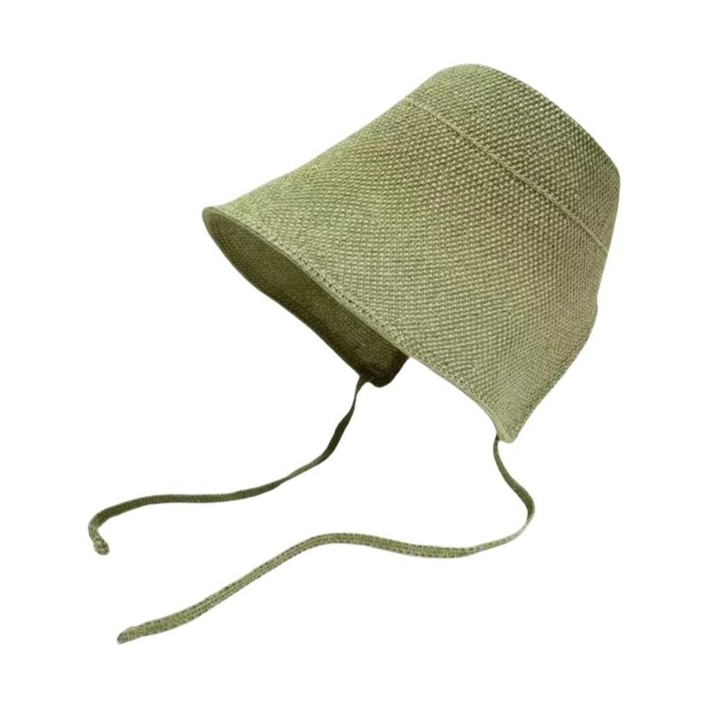 

Big Wide Brim Linen Straw Bonnets Adjustable Straps Lace Up Sun Hat Spring And Summer зелёный