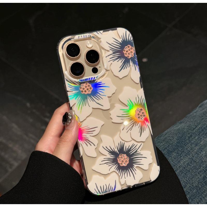 

Floral Transparent Suitable for Apple 16promax Phone Case IPhone15 Acrylic Large Hole 14 Floral Full Package 13 iPhone16