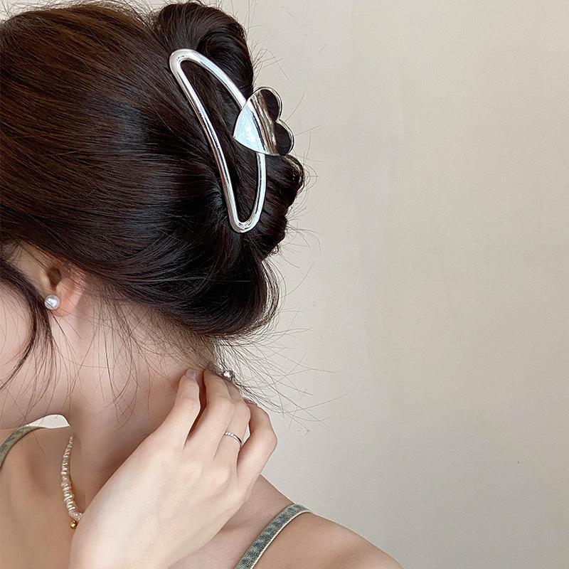 Pinza a morsetto in metallo ad alto livello con fiocco per capelli 2024 per donna: Pinza per Capelli a Forma di Squalo, Grande, Elegante, Stile Freddo, per la Nuca