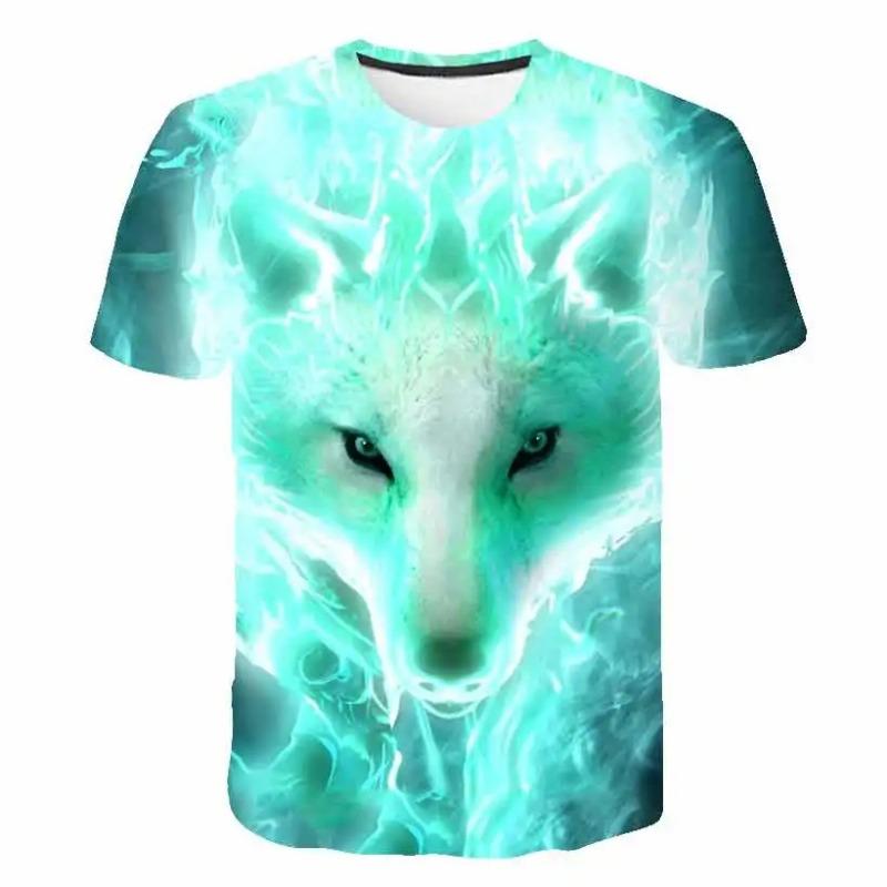 Maglietta Bambini Ragazzi Stampa 3D Animale Lupo Manica Corta Top Estivi Casual dai 2 agli 8 Anni Vestiti per Bambini T-Shirt Bambina