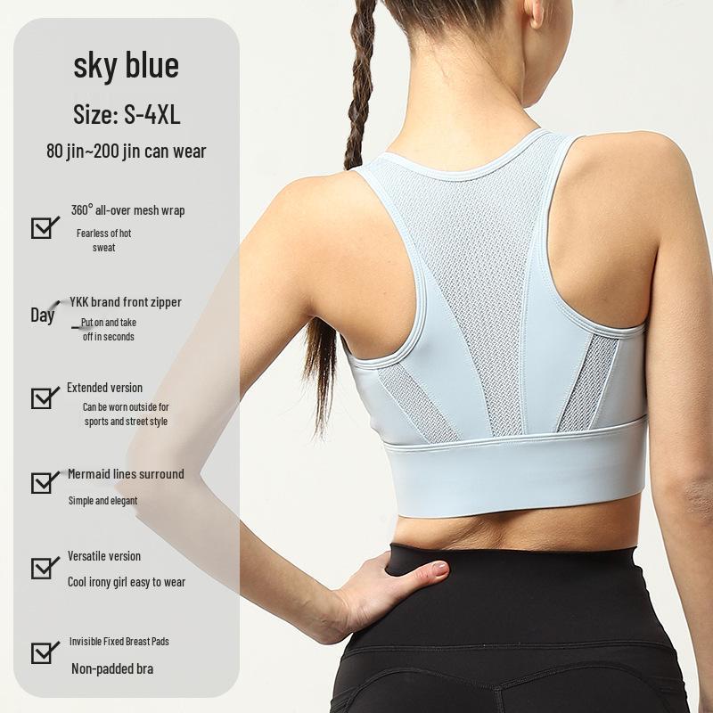Women's Front Zipper High-Impact Sports Bra with Beautiful Back Design