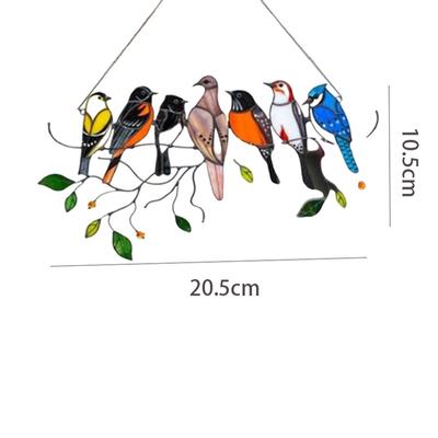 Ciondolo Uccello Finestra Colorata Campanello Eolico Acrilico Uccello Tropicale Decorazioni da Appendere