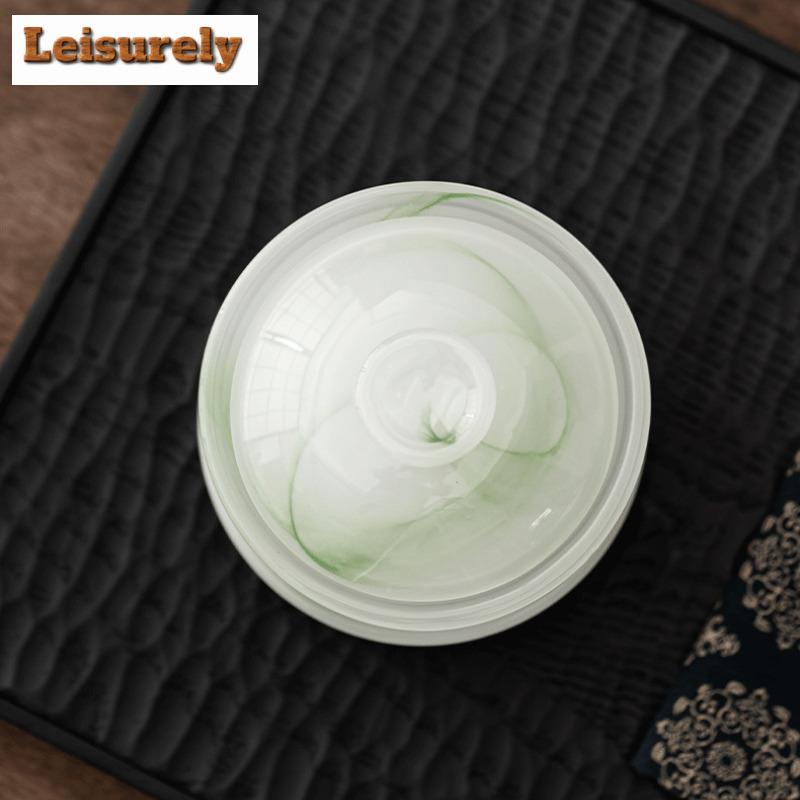 170ML Ancient Method Azure Stone Gaiwan Vintage Three Piece Non Hot Tea Tureen Household Tea Brewing Cover Bowl Drinkware Craft