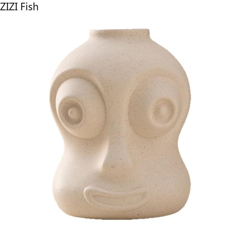 Creative Big Eyes Figures Ceramic Vase Plant Pots Table Decoration Flowers Arrangement Creative Floral Vase Room Aesthetic Decor