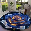 1pc Velvet Rose Hues Printed Chair Rug for Home Office Use, Living Room Kitchen Game Room Round Carpet