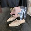 Damen Mules Schuhe 2026 Sommer Neu Spitz Zehen Blockabsatz Damen Hausschuhe Mode Kleid Party Mittlerer Absatz Schuhe Damen