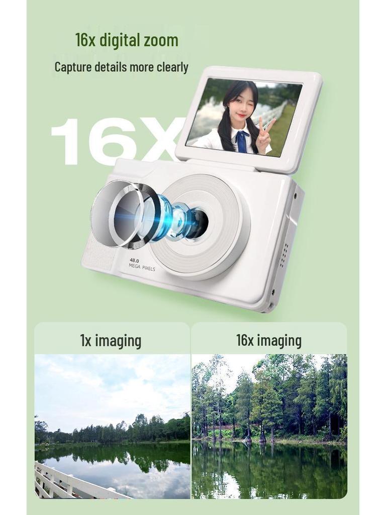 Přenosný retro HD fotoaparát s výklopným displejem - Nabízí selfie, nahrávání videa a mobilní přenos