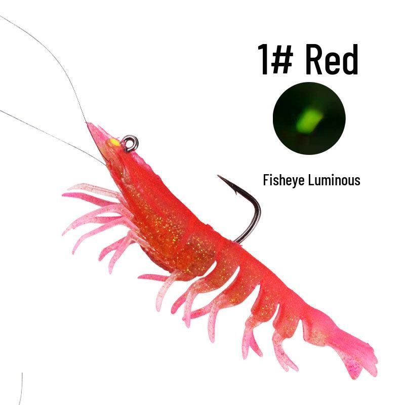 Luminous Giant Prawn Hooked Soft Bait for Fish Attracting