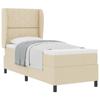 Box Spring Bed with Headboard and Cushions Cream 80 X 200 Cm Fabric