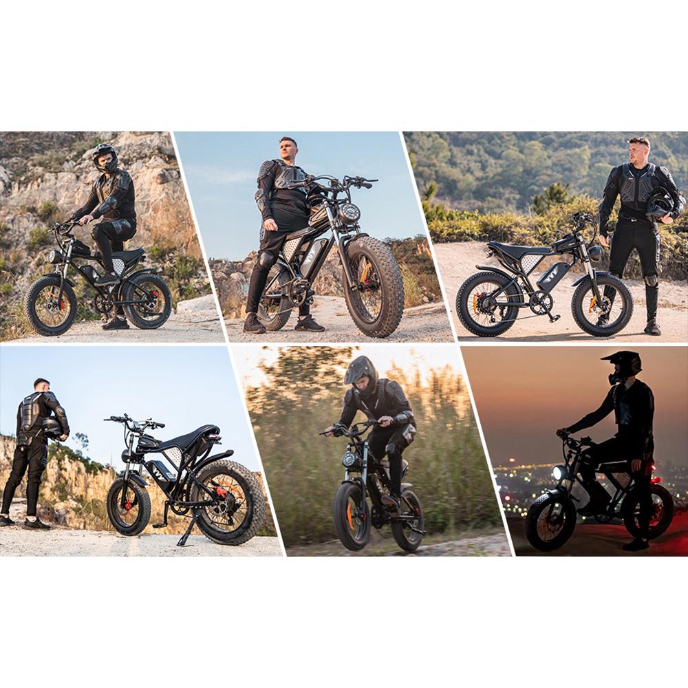 Elektrisches Mountainbike YVY 20" 1000Wx2 Motor Erwachsenen E-Bike 52V 40AH Max. Reichweite 180Km Last 150Kg Schwarz C20 Max