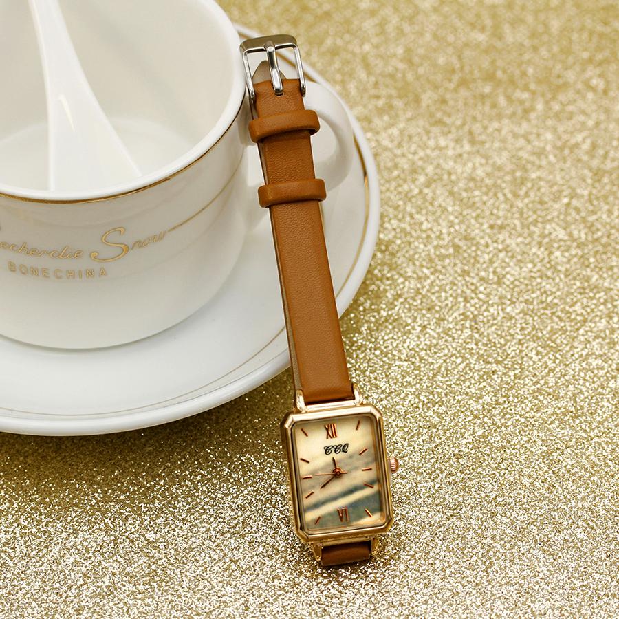 New Women Dress Watches Square Ladies Quartz Bracelet Watch Simple Rose Leather Strap Female Watches Girl's Gift
