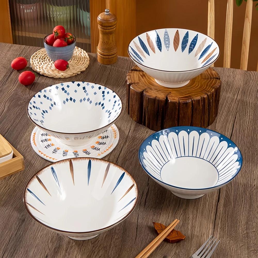 Japonská miska s uchem pro domácnost prémiový smysl ramenová miska 8 palcová velká závitová polévková mísa keramická nudlová mísa speciální velká mísa