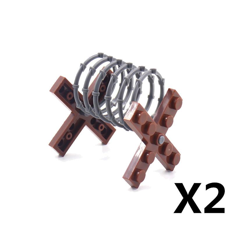 Militär Szene MOC Bausteine Spielzeug Zubehör Soldat Figur Stacheldraht Sandsack Zelt Medizinische Box Kette 30104 Straßensperre K042