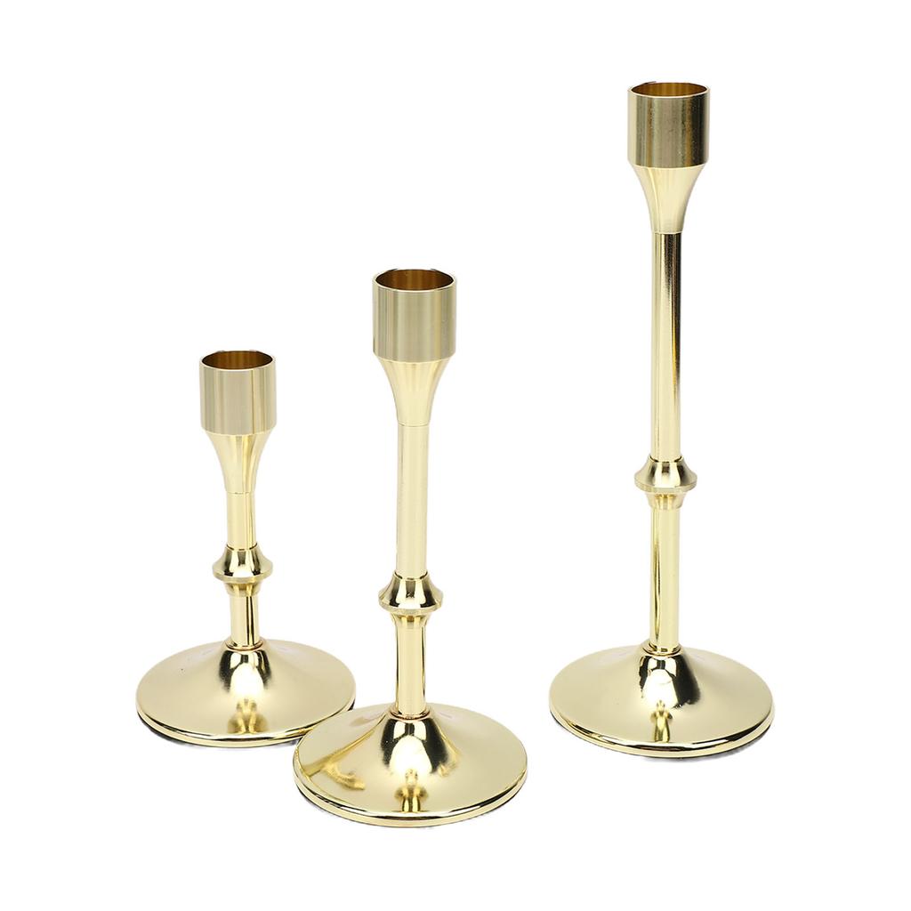 3 Pcs Candlestick Holder Steel Vintage Tall Metal Taper Candle Holders with Round Base for Table Wedding Housewarming