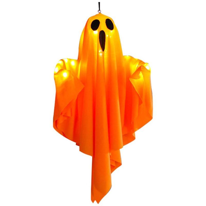 2/1pcs Halloween LED Glowing Ghost Hanging Lights, Horror Haunted House Props, Waterproof Indoor Outdoor Ornaments, Bar Home Party Decoration Supplies