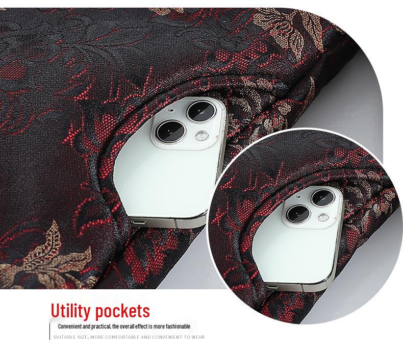 Warm Embroidered Cotton Tang Suit Jacket for Middle-Aged & Elderly Women - New Chinese Style, Fleece-Lined, Loose Fit
