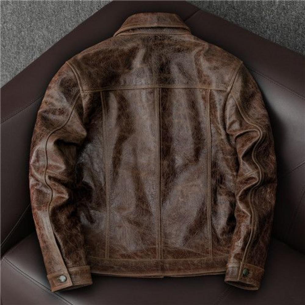 Американская ретро-куртка из воловьей кожи с воском первого слоя — фото 5