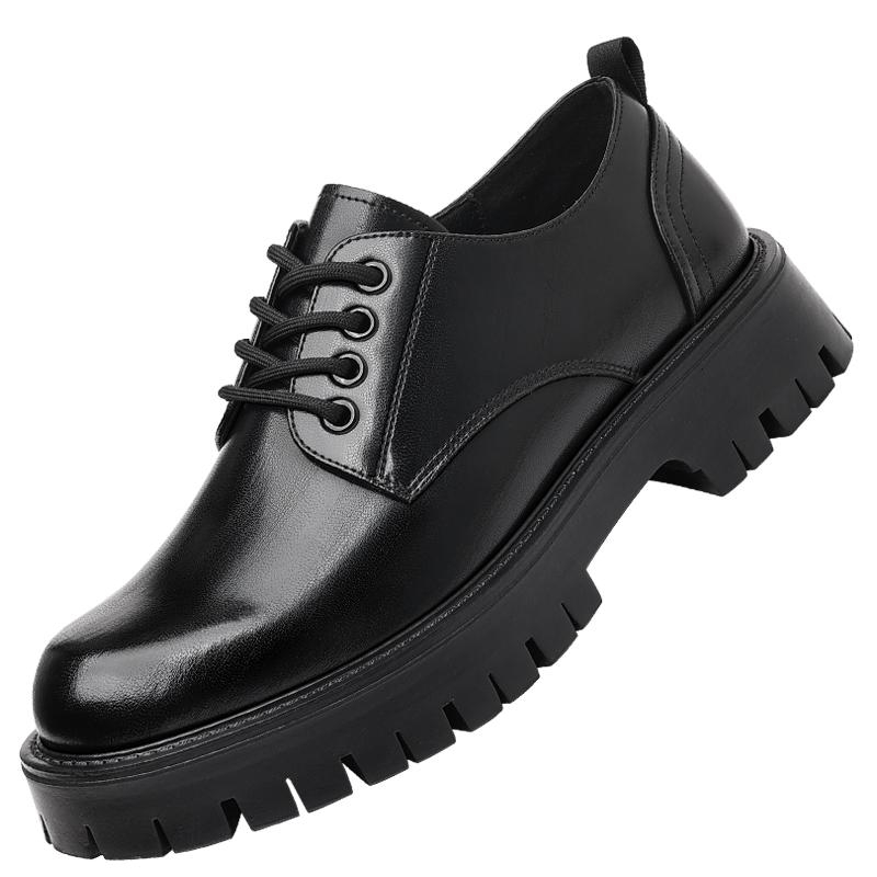 

Модные мужские туфли на толстой подошве в стиле ретро, повседневные, британские, для отдыха на открытом воздухе, для деловой вечеринки, свадьбы жениха, классические коричневые туфли 44 чёрный