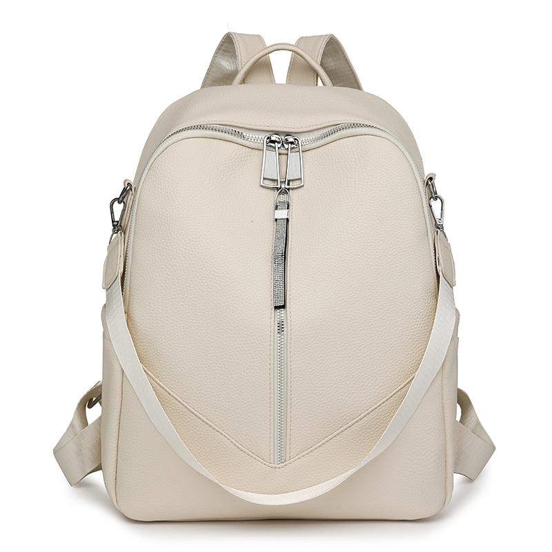 

PU рюкзак женский большой емкости сумка бежевый