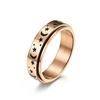 Anello Spinner Antistress Rotante in Argento Vintage con Design Luna Stella Luminosa Gioielli da Uomo per Feste Acciaio Inossidabile Nero