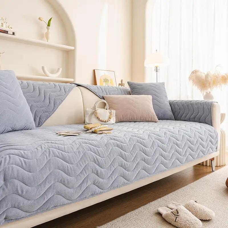 1pcs Thick Winter Plush Sofa Blankets Solid Color Anti-slip Furniture Cover for Living Room Seats Couch Cover for Dogs Pet