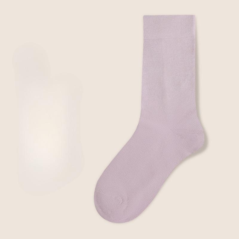 

Бесшовные свободные носки, послеродовые носки из чистого хлопка для женщин, дышащие и универсальные, белые длинные носки до середины икры, модные носки с отворотом 1 pair фиолетовый/серый
